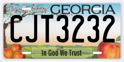 GA license plate CJT3232