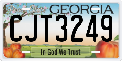 GA license plate CJT3249