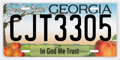 GA license plate CJT3305