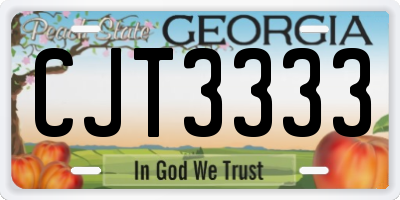GA license plate CJT3333