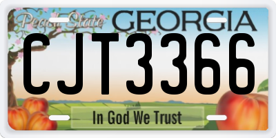 GA license plate CJT3366
