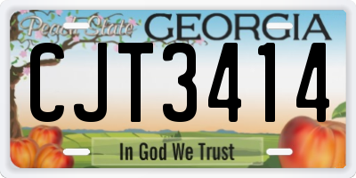 GA license plate CJT3414