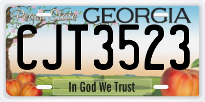 GA license plate CJT3523