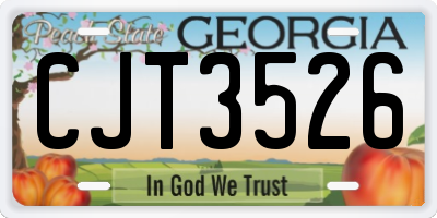 GA license plate CJT3526