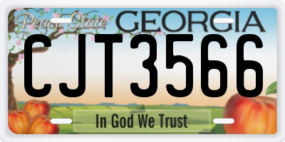 GA license plate CJT3566
