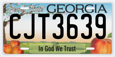 GA license plate CJT3639