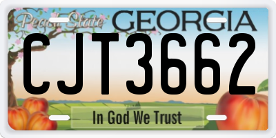 GA license plate CJT3662