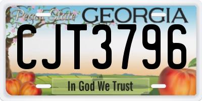 GA license plate CJT3796