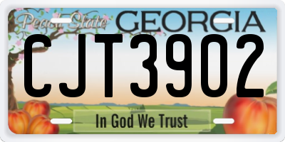GA license plate CJT3902