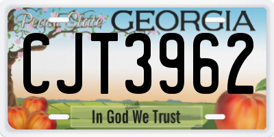 GA license plate CJT3962