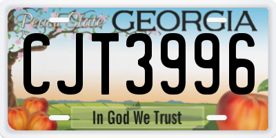 GA license plate CJT3996