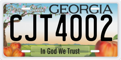 GA license plate CJT4002