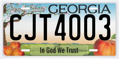 GA license plate CJT4003