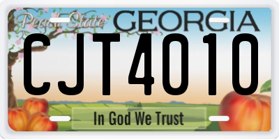 GA license plate CJT4010