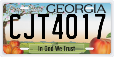 GA license plate CJT4017