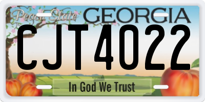 GA license plate CJT4022