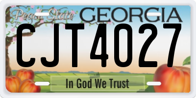 GA license plate CJT4027
