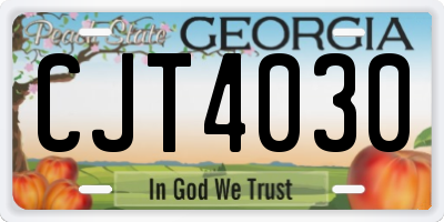 GA license plate CJT4030