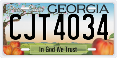 GA license plate CJT4034