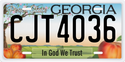 GA license plate CJT4036