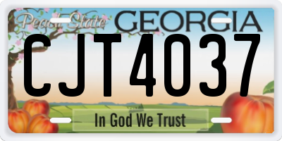 GA license plate CJT4037