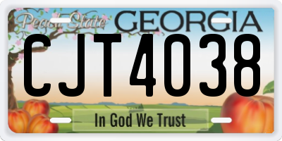 GA license plate CJT4038