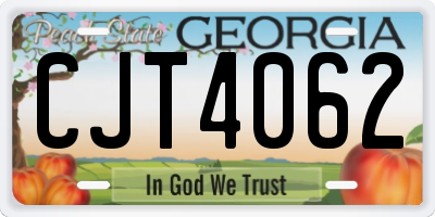 GA license plate CJT4062