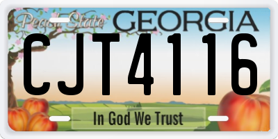 GA license plate CJT4116