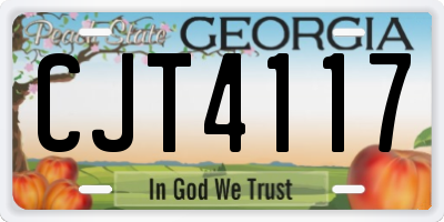 GA license plate CJT4117