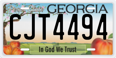 GA license plate CJT4494