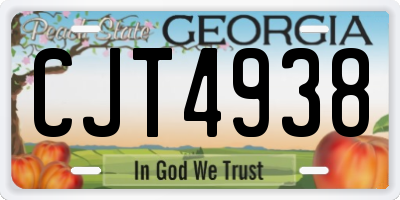 GA license plate CJT4938