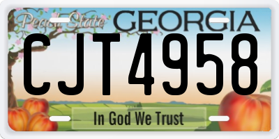 GA license plate CJT4958