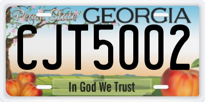 GA license plate CJT5002
