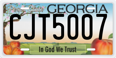 GA license plate CJT5007