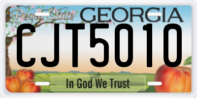 GA license plate CJT5010