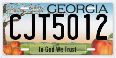 GA license plate CJT5012
