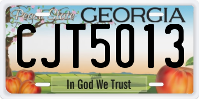 GA license plate CJT5013