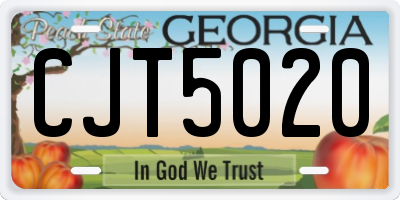GA license plate CJT5020