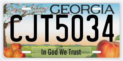 GA license plate CJT5034