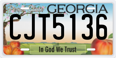 GA license plate CJT5136