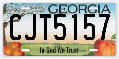GA license plate CJT5157