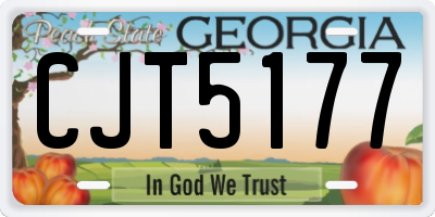 GA license plate CJT5177