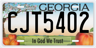 GA license plate CJT5402