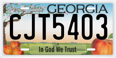 GA license plate CJT5403