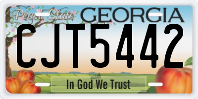 GA license plate CJT5442