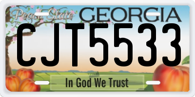 GA license plate CJT5533