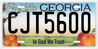 GA license plate CJT5600