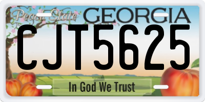 GA license plate CJT5625