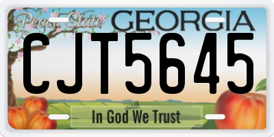 GA license plate CJT5645