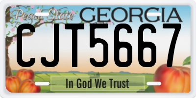 GA license plate CJT5667